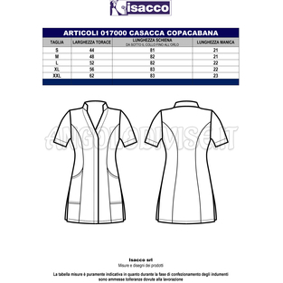 ISACCO CASACCA COPACABANA GRIGIO+GRIGIO 65% POLYESTER  35% COTTON