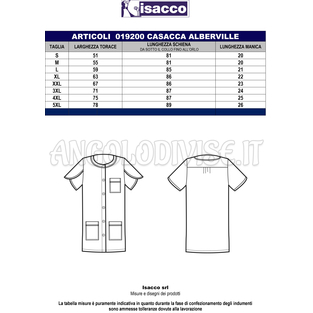 ISACCO CASACCA ALBERVILLE BIANCO 5XL 100 % COTTON