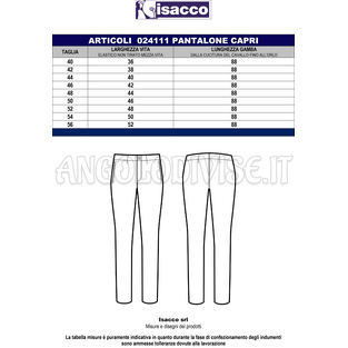 ISACCO PANTALONE CAPRI NERO 96% POLYESTER 4% SPANDEX - SUPER STRETCH