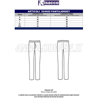 ISACCO PANTAJERSEY BIANCO 97% COTTON  3% SPANDEX