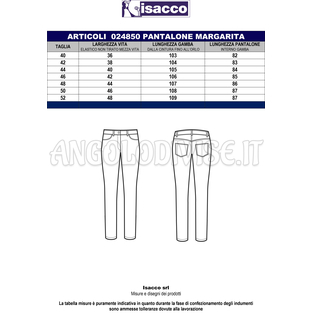 ISACCO PANTALONE MARGARITA NERO 97% COTTON  3% SPANDEX
