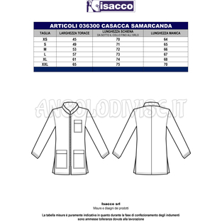 ISACCO CASACCA SAMARCANDA BIANCO 100 % COTTON