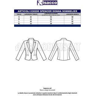 ISACCO SPENCER DONNA SOMMELIER FODERATO NERO 60% WOOL (LANA)  40% POLYESTER