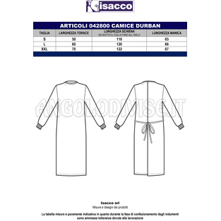 ISACCO CAMICE DURBAN VERDE CHIRURGIA 100 % COTTON