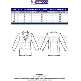 ISACCO GIACCA UOMO 3 BOTTONI BLU STRETCH LANA FODERATA 54% POLYESTER 44% WOOL (LANA) 2% SPANDEX