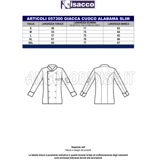 ISACCO GIACCA ALABAMA SLIM BIANCO 100 % COTTON