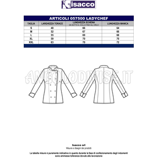 ISACCO GIACCA LADY CHEF 100 % COTTON