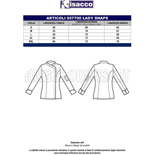 ISACCO GIACCA LADY SNAPS MEZZA MANICA BIANCO 100 % COTTON