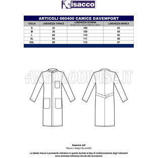 ISACCO CAMICE UOMO DAVEMPORT M/M BIANCO 100 % COTTON