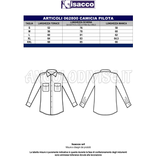 ISACCO CAMICIA PILOTA AZZURRO 65% POLYESTER  35% COTTON