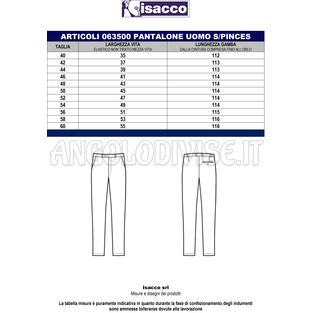 ISACCO PANTALONE UOMO S/PINCES FODER. FRESCO LANA BLU 100% WOOL (LANA)