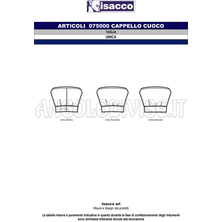 ISACCO CAPPELLO CUOCO BIANCO+DELICIOUS 100 % COTTON