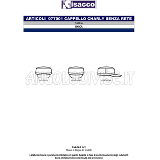 ISACCO CAPPELLO CHARLY CON RETE EXTRA BIANCO 100 % COTTON