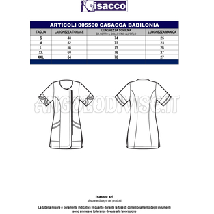 ISACCO CASACCA BABILONIA BIANCO + MELA 65% POLYESTER  35% COTTON