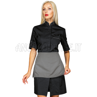 ISACCO CAMICE VENEZIA M/M NERO + CODINO GRIGIO CON GREMBIULINO 65% POLYESTER  35% COTTON