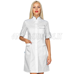 ISACCO CAMICE VENEZIA M/M BIANCO + CODINO GRIGIO 65% POLYESTER  35% COTTON