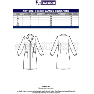 ISACCO CAMICE SINGAPORE POLSO IN MAGLIA BIANCO 100 % COTTON