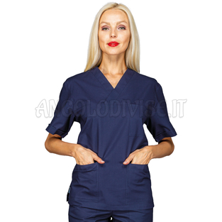 ISACCO CASACCA COLLO A V BLU  M/M UNISEX 100 % COTTON