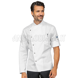 ISACCO GIACCA CUOCO MANHATTAN BIANCO 65% POLYESTER  35% COTTON