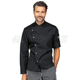 ISACCO GIACCA CUOCO MANHATTAN NERO 65% POLYESTER  35% COTTON