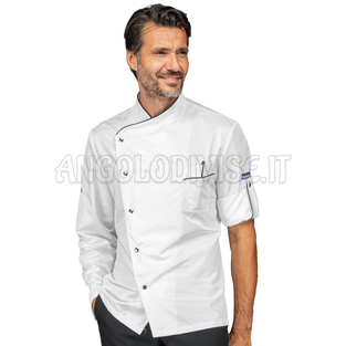 ISACCO GIACCA CUOCO MANHATTAN SUPERDRY BIANCO + CODINO NERO 100% POLYESTER  SUPERDRY MICROFIBRA