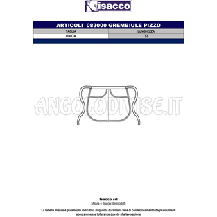 ISACCO GREMBIULE C/PIZZO S/TASCHE BIANCO 65% POLYESTER  35% COTTON