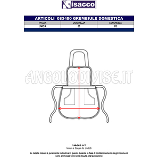 ISACCO GREMBIULE DOMESTICA PIQUET BIANCO 65% POLYESTER  35% COTTON