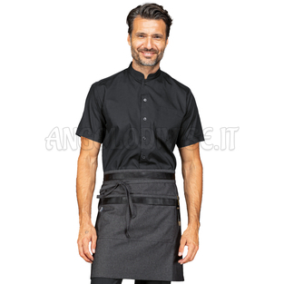 ISACCO GREMBIULE LEONIDA BLACK JEANS + ECOPELLE NERO 100 % COTTON