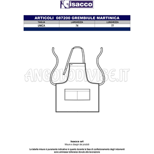 ISACCO GREMBIULE MARTINICA VENGE 55% POLYESTER 45% COTTON