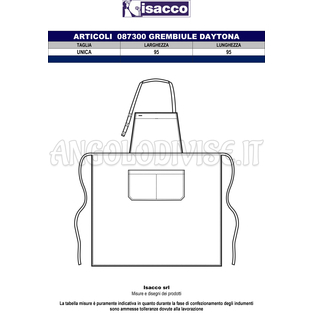 ISACCO GREMBIULE DAYTONA CM 95X95 FISH 65% POLYESTER  35% COTTON
