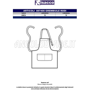 ISACCO GREMBIULE RODI JEANS 100 % COTTON