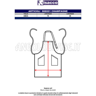 ISACCO GREMBIULE CHAMPAGNE SMOKE 100 % POLYESTER