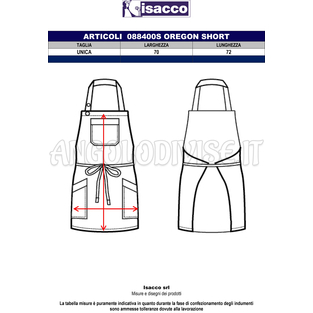 ISACCO GREMBIULE OREGON SHORT NERO 100 % POLYESTER