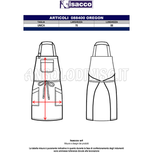 ISACCO GREMBIULE OREGON NATURAL 100 % POLYESTER