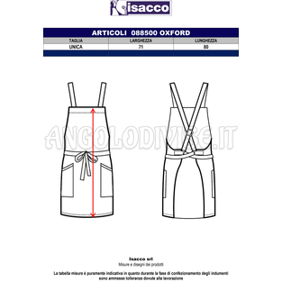 ISACCO GREMBIULE OXFORD NATURAL 100 % POLYESTER