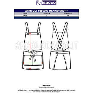 ISACCO GREMBIULE MEXICO SHORT NERO 100 % POLYESTER
