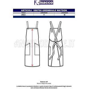 ISACCO GREMBIULE WATSON NERO 65% POLYESTER  35% COTTON
