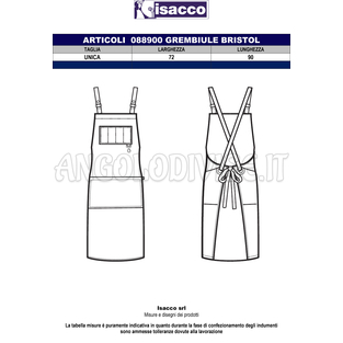 ISACCO GREMBIULE BRISTOL JEANS + PELLE CUOIO 100 % COTTON
