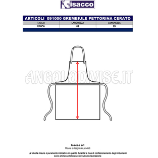 ISACCO GREMBIULE PETTORINA CERATO CM 70X90 BORDEAUX