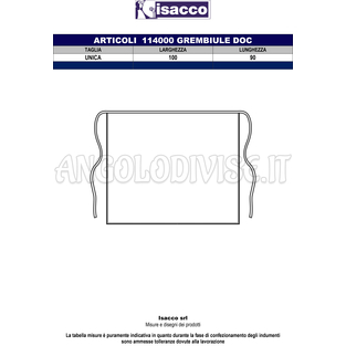 ISACCO GREMBIULE DOC CM 100X90 BIANCO 100 % COTTON