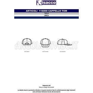 ISACCO CAPPELLO TOM BIANCO 100 % COTTON