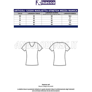 ISACCO MAGLIETTA STRETCH M/M BIANCO 97% COTTON  3% SPANDEX
