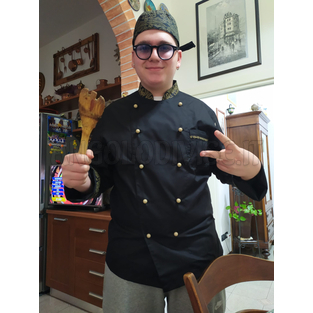ISACCO GIACCA CUOCO EXTRA LIGHT M/M NERO 65% POLYESTER  35% COTTON