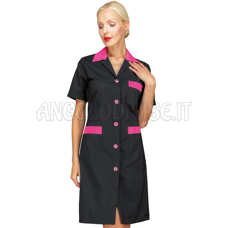 ISACCO CAMICE POSITANO M/M NERO+FUXIA 65% POLYESTER  35% COTTON