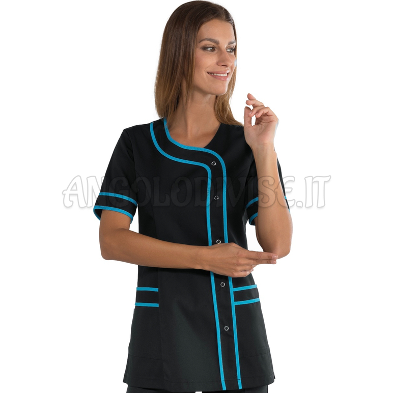 ISACCO CASACCA BRASILIA NERO+TURCHESE 65% POLYESTER  35% COTTON