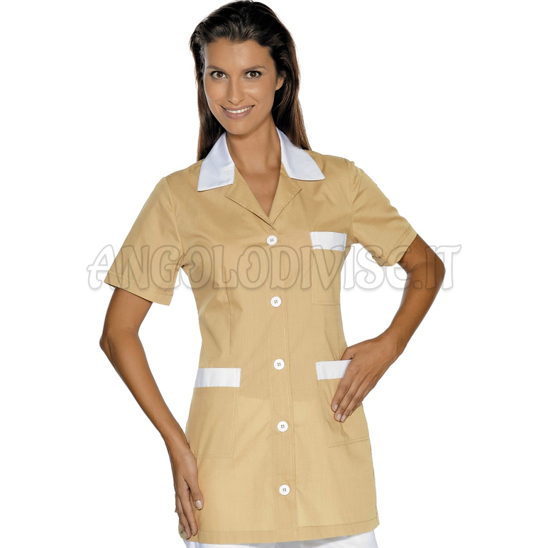 ISACCO CASACCA MARBELLA M/M BISCOTTO+BIANCO 65% POLYESTER  35% COTTON