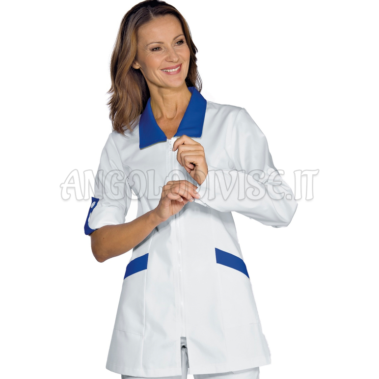 ISACCO CASACCA TORTOLA BIANCO+BLU CINA 65% POLYESTER  35% COTTON