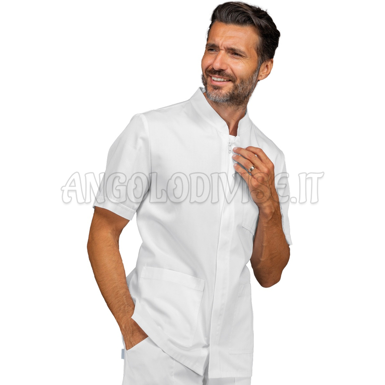 ISACCO CASACCA CORFU' CON ZIP  BIANCO M/M 65% POLYESTER  35% COTTON
