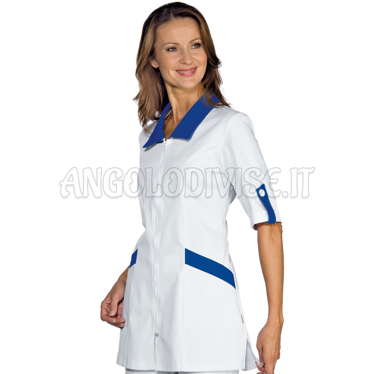 ISACCO CASACCA TORTOLA M/M BIANCO+BLU CINA 65% POLYESTER  35% COTTON