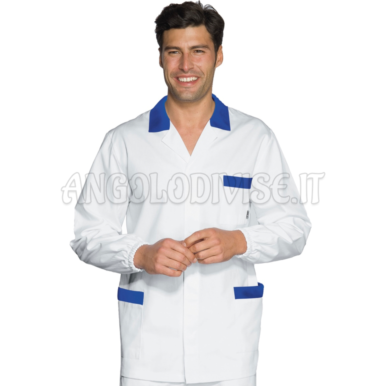 ISACCO CASACCA PETER BIANCO+BLU CINA 100 % COTTON